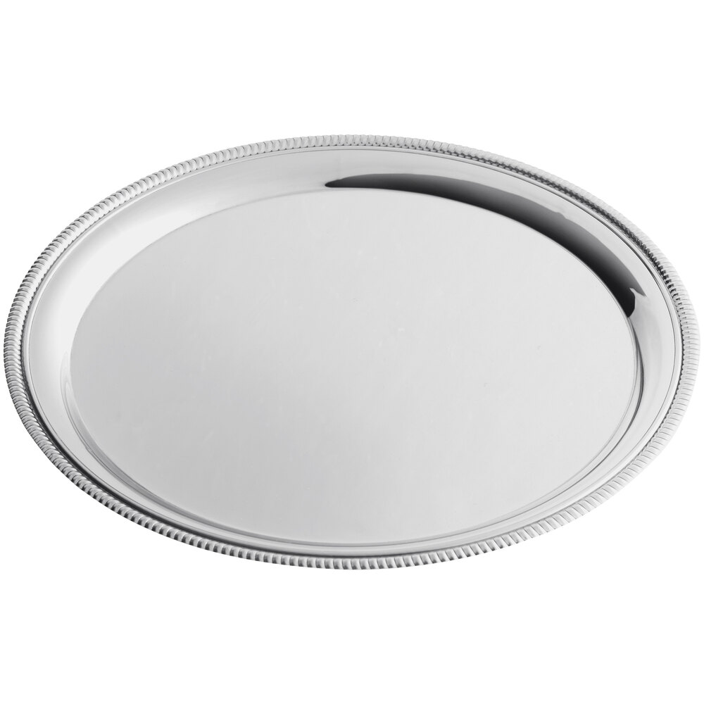 American Metalcraft Royal Touch 12" Round Embossed Stainless Steel Serving Tray