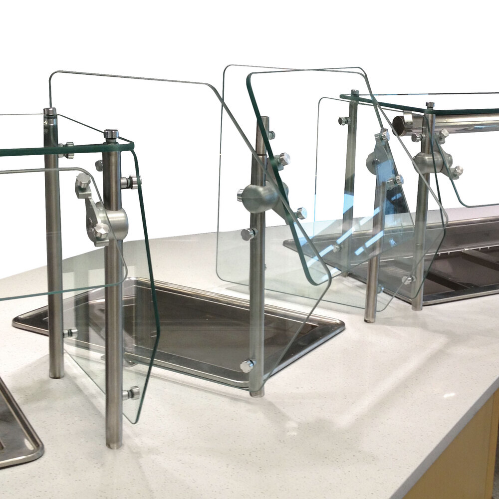 Advance Tabco Sleek Shield GS-108 Single Tier Self Service Food Shield with Dual Front Glass - 109 3/4" x 21 7/8" x 22"