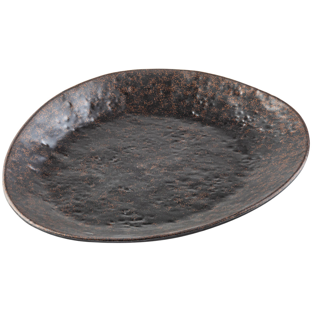 Tablecraft Lunara 13 1/8" x 11" Brown Oval Melamine Plate