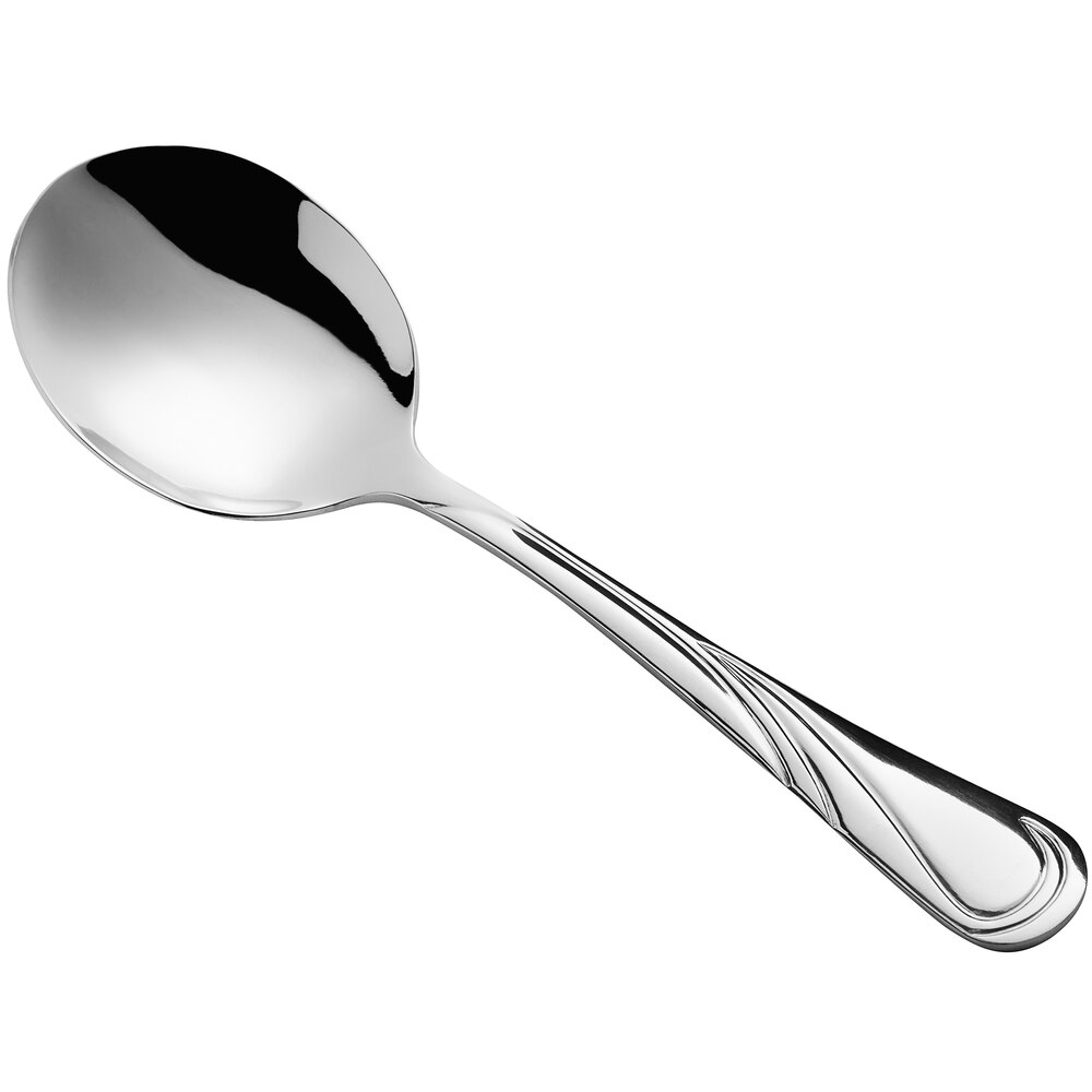 Acopa Swirl 6" 18/8 Stainless Steel Extra Heavy Weight Bouillon Spoon - 12/Case