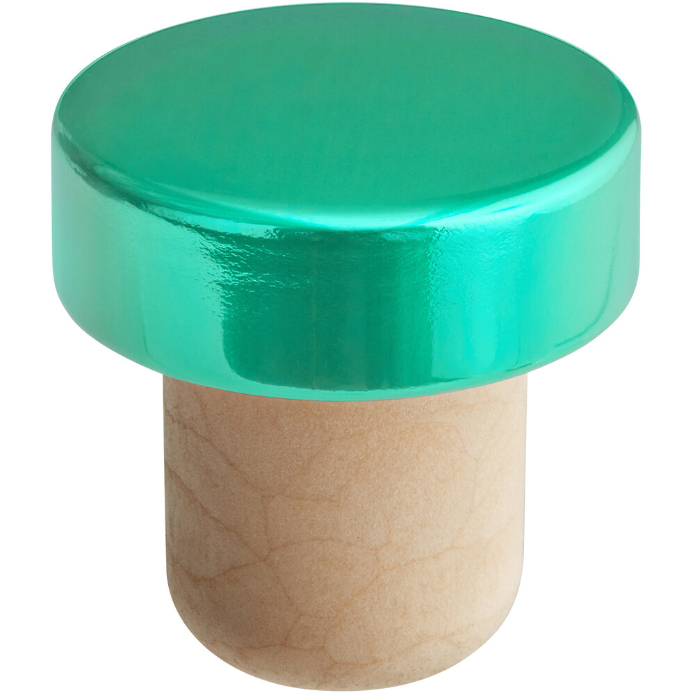 Franmara Spring Green Wine Stopper with Aluminum Top 8097-16 - 10/Pack