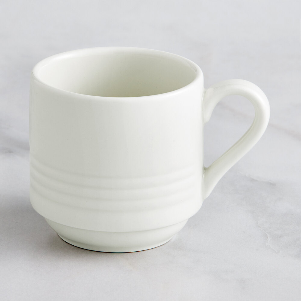 RAK Porcelain Rondo 6.8 oz. Ivory Embossed Porcelain Stackable Cup - 12/Case