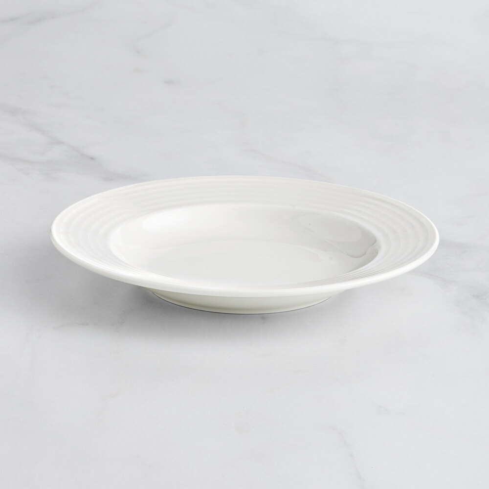 RAK Porcelain Rondo 9 1/16" Ivory Embossed Wide Rim Porcelain Deep Plate - 12/Case