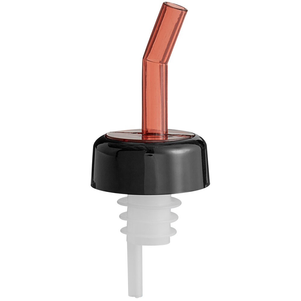 Choice Red Free Flow Whiskey Pourer with Black Collar - 12/Pack