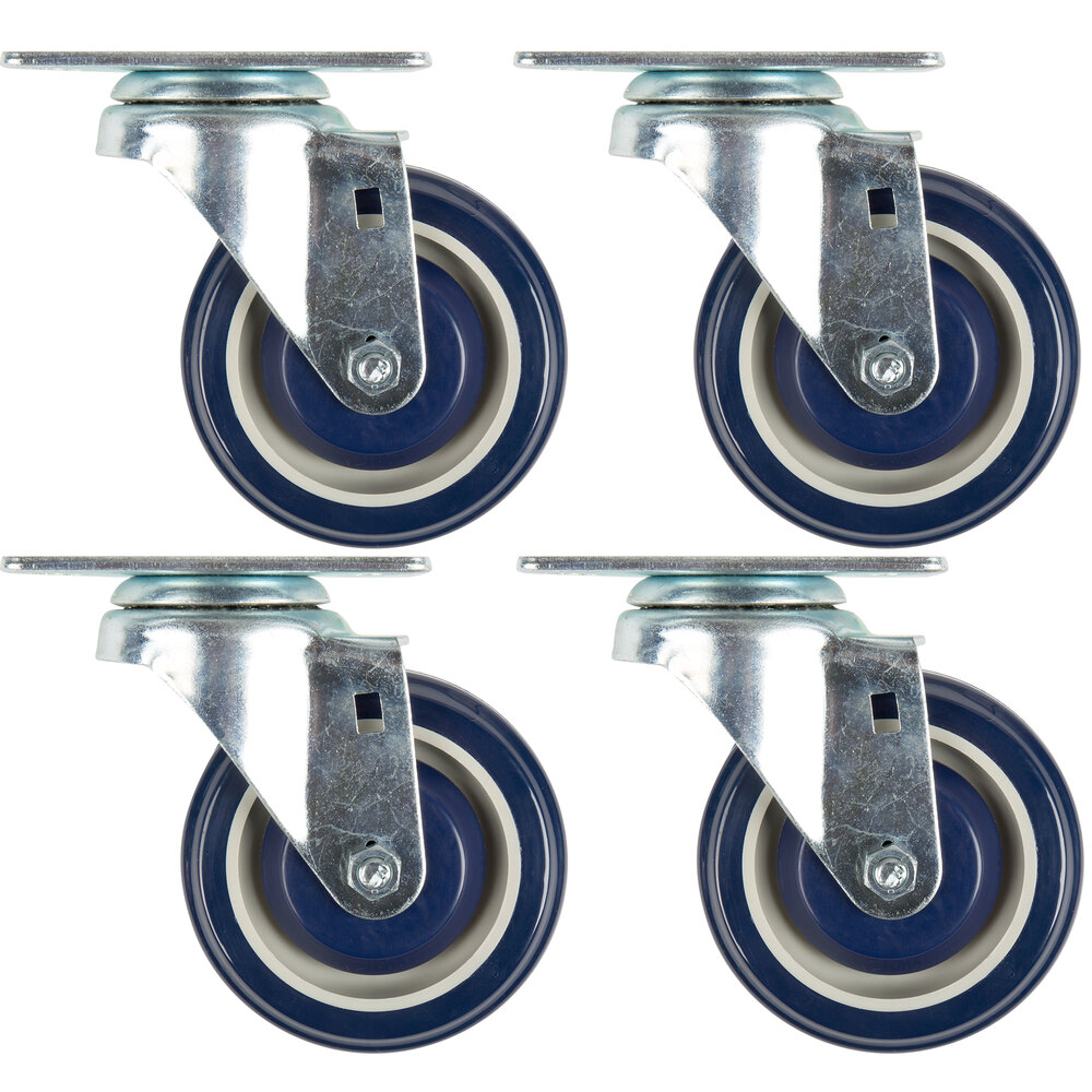 Lavex 4" Swivel Plate Casters for 16" x 60" U-Boat Carts - 4/Set