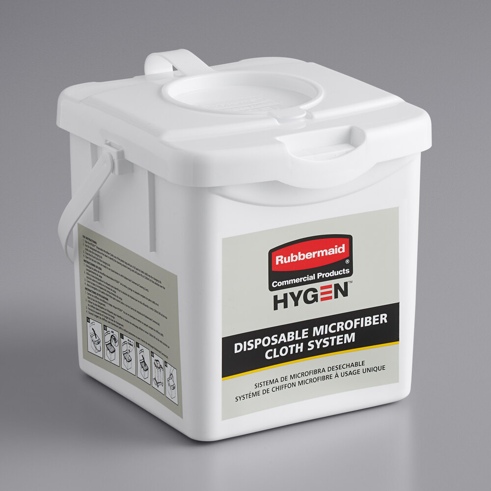 Rubbermaid® 2135007 HYGEN™ 12" x 12" White Disposable Microfiber Cloth Charging Tub - 4/Case