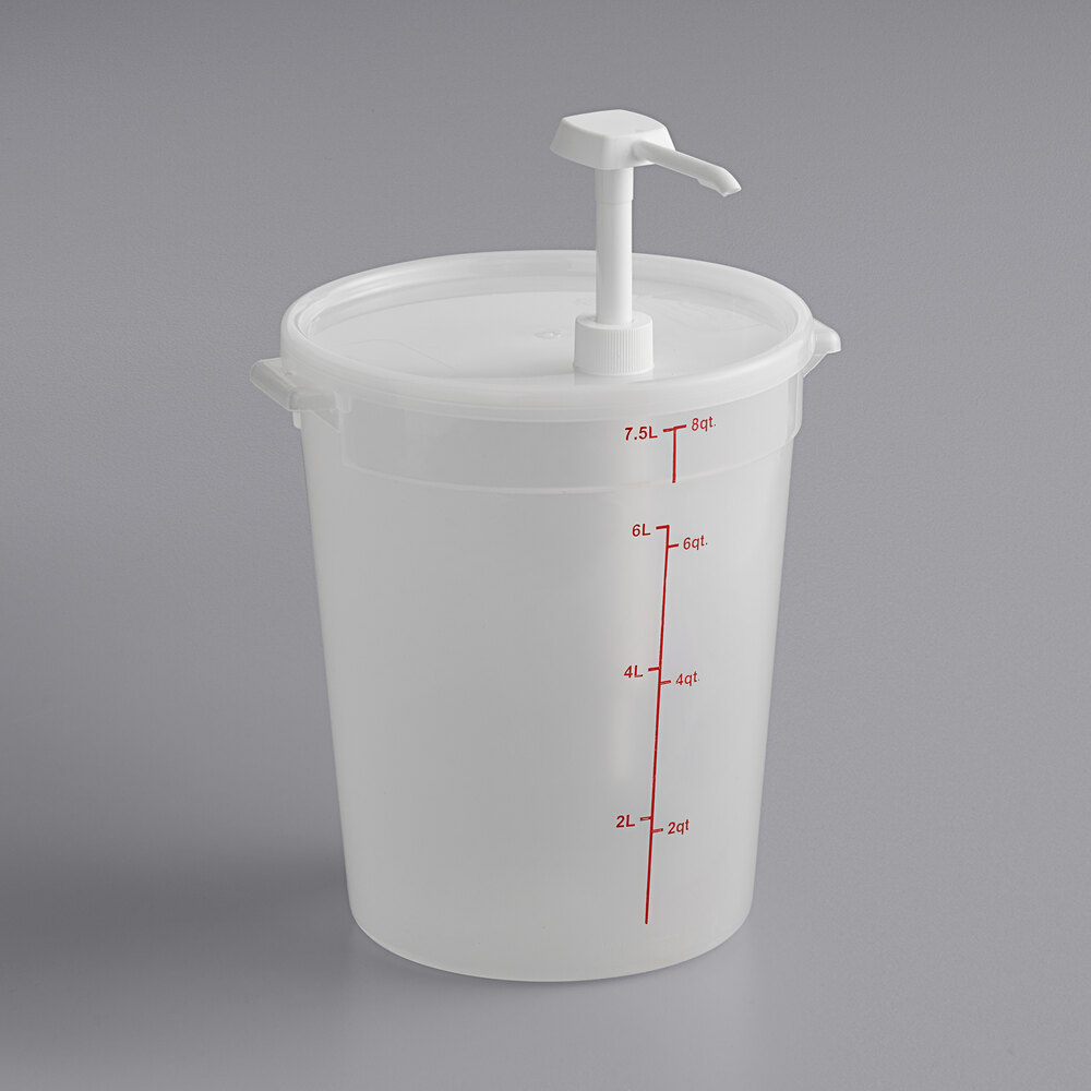 Choice Condiment Pump Kit with 1 oz. Pump and 8 Qt. Round Translucent Container with Lid