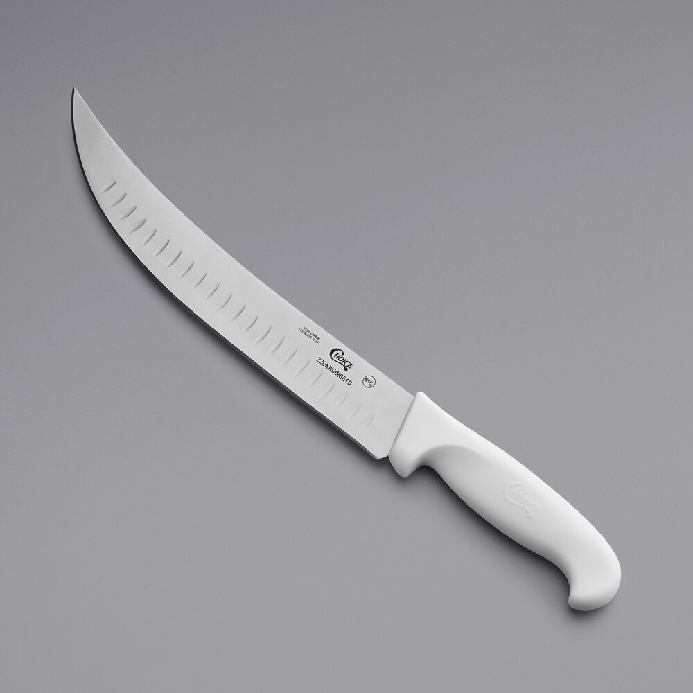Choice 10" Granton Edge Cimeter Knife with White Handle