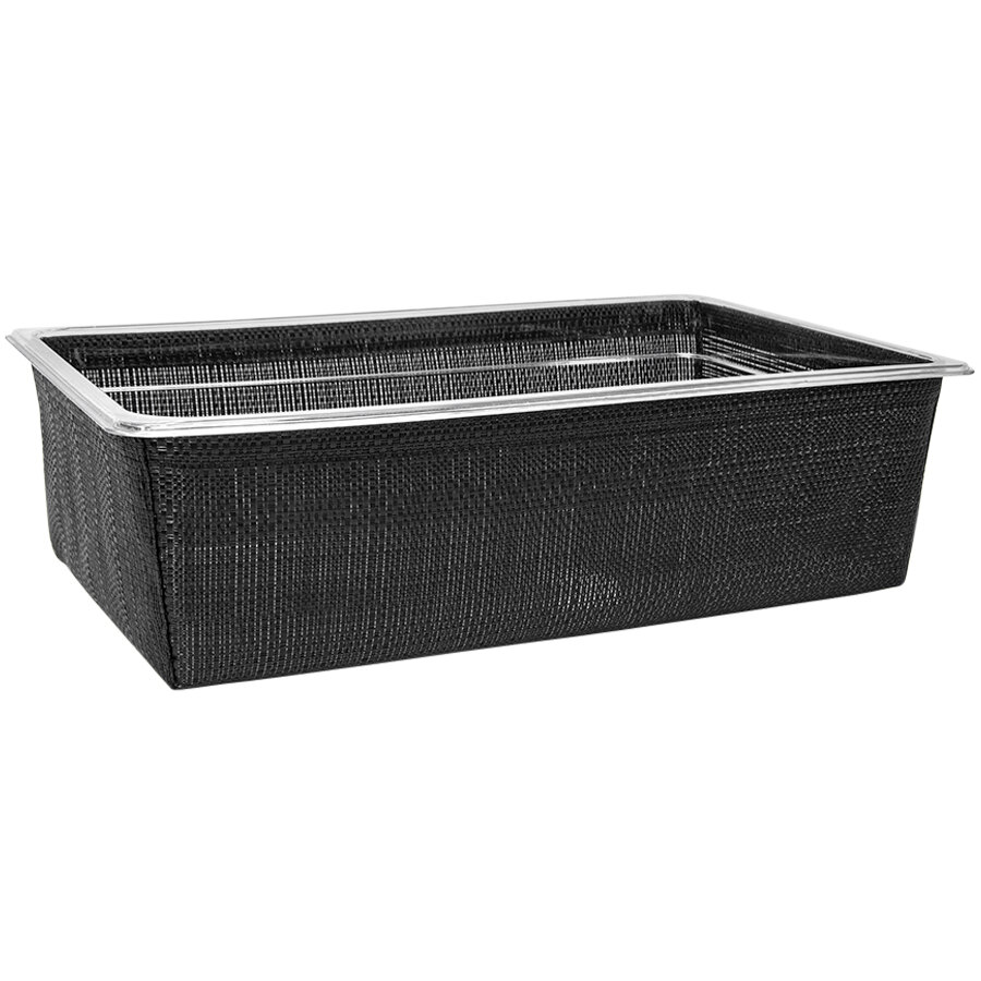 Front of the House Metroweave 20 3/4" x 12 3/4" x 5 3/4" Black Random Weave Woven Vinyl Deep Housing / Pan Set - 4/Case