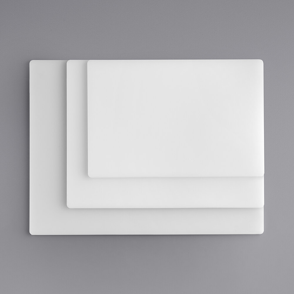 Choice 3-Piece 1/2" Thick White Polyethylene Cutting Board Kit