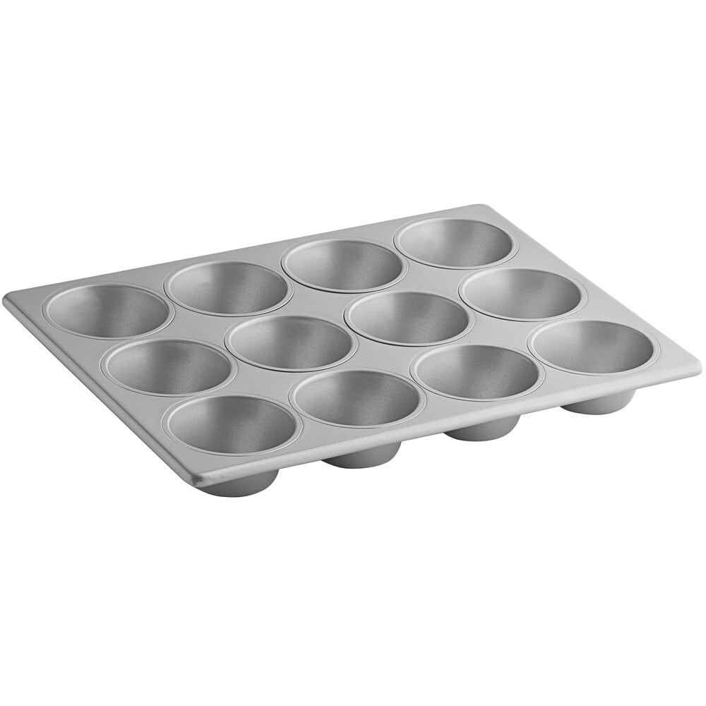 Baker's Lane 12 cup 8.2 oz. Glazed Aluminized Steel Pecan Roll / Jumbo Muffin Pan - 13 1/2" x 18"