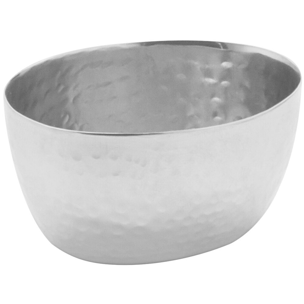 American Metalcraft HS2 2 oz. Oval Hammered Stainless Steel Sauce Cup - 8/Case