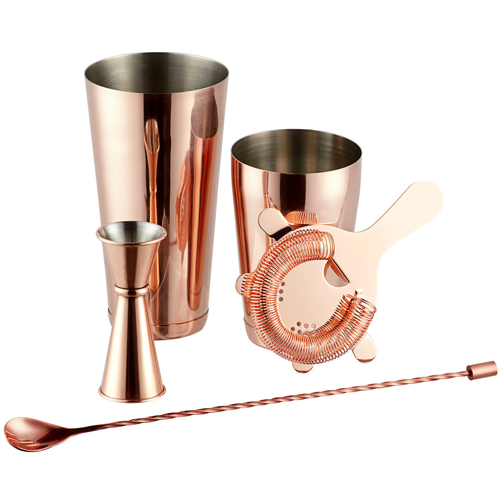 Acopa 4-Piece 16 oz. Copper Cocktail Shaker Kit