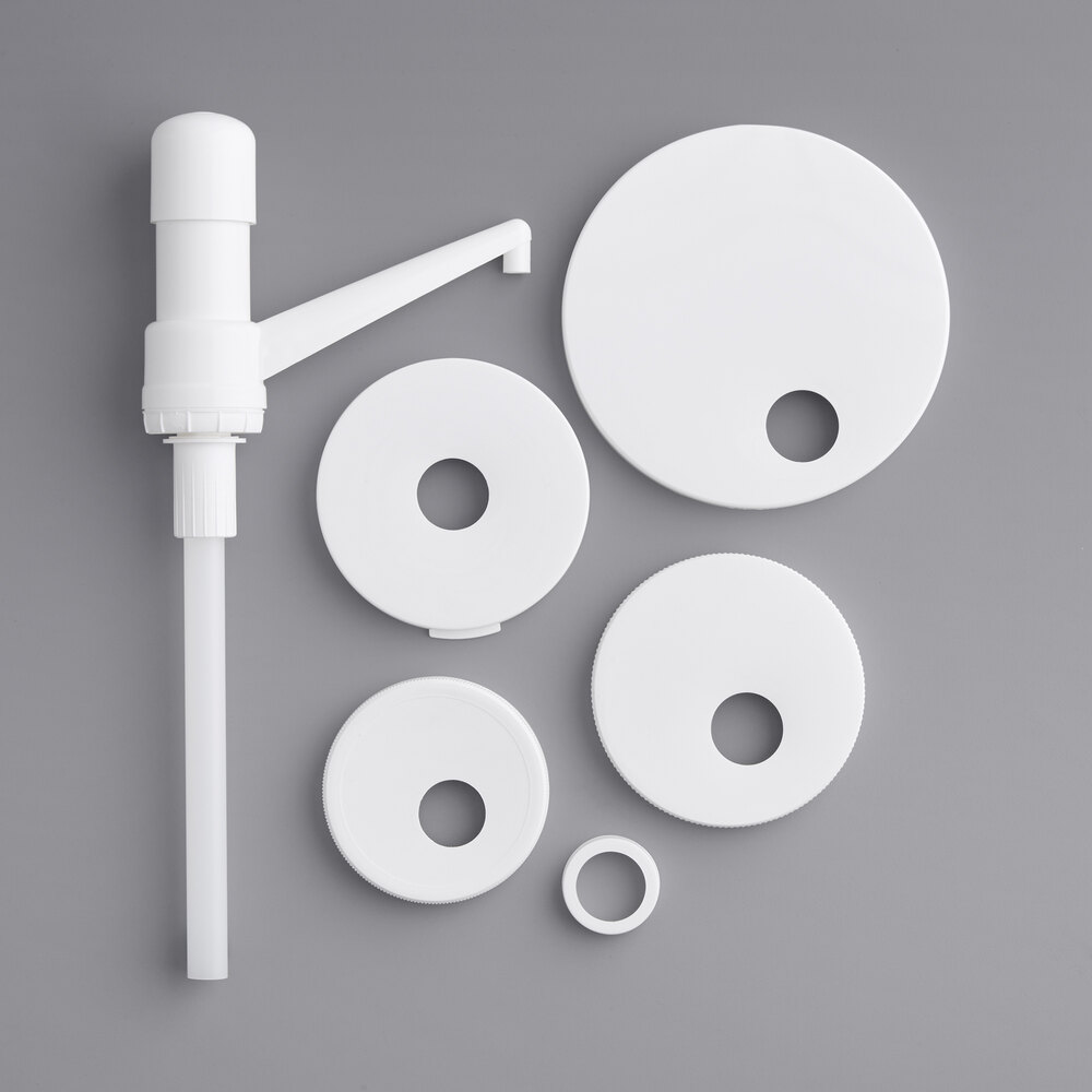 Choice Condiment Pump Kit with 1 oz. Fixed Nozzle Plastic Pump and 5 Adapter Lids