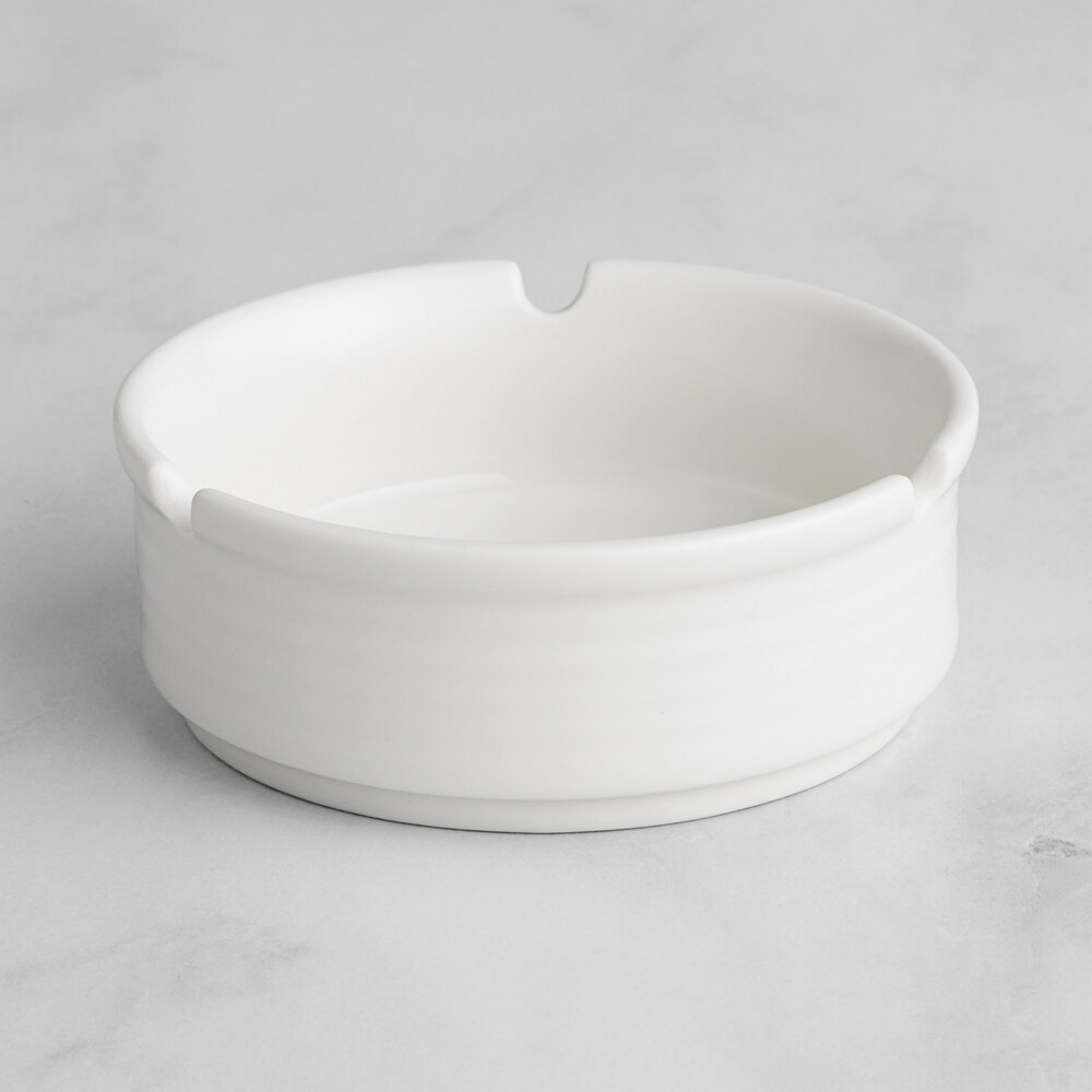 RAK Porcelain Rondo 4 1/8" Ivory Embossed Porcelain Cigar Ashtray - 12/Case