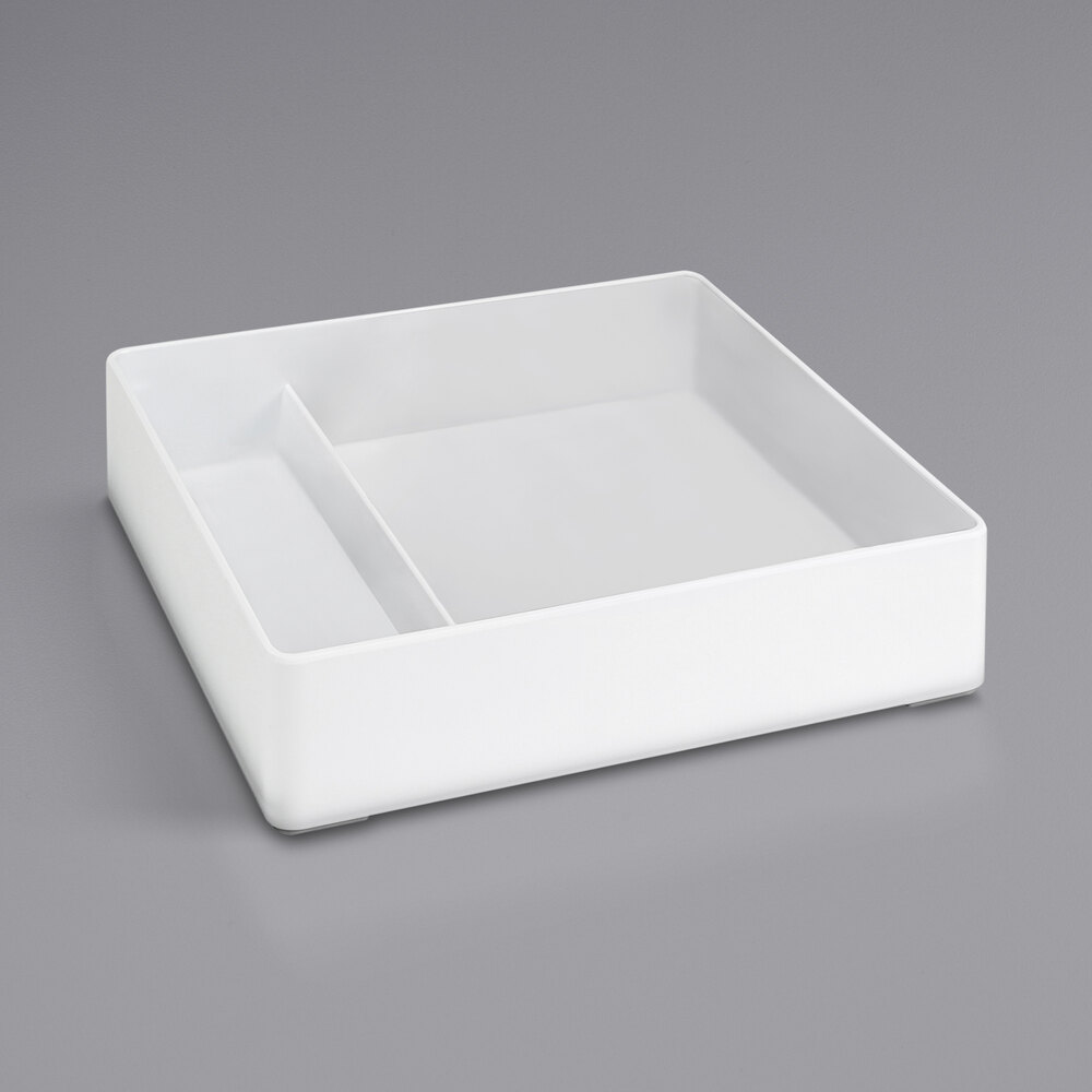 Cal-Mil 10" Two Compartment White Square Melamine Bento Box