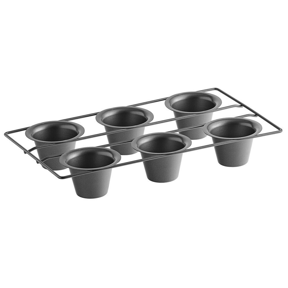 Baker's Lane 6 oz. Non-Stick Carbon Steel Popover Pan - 6 Cup Capacity, 16" x 9 1/4" x 2 1/4"