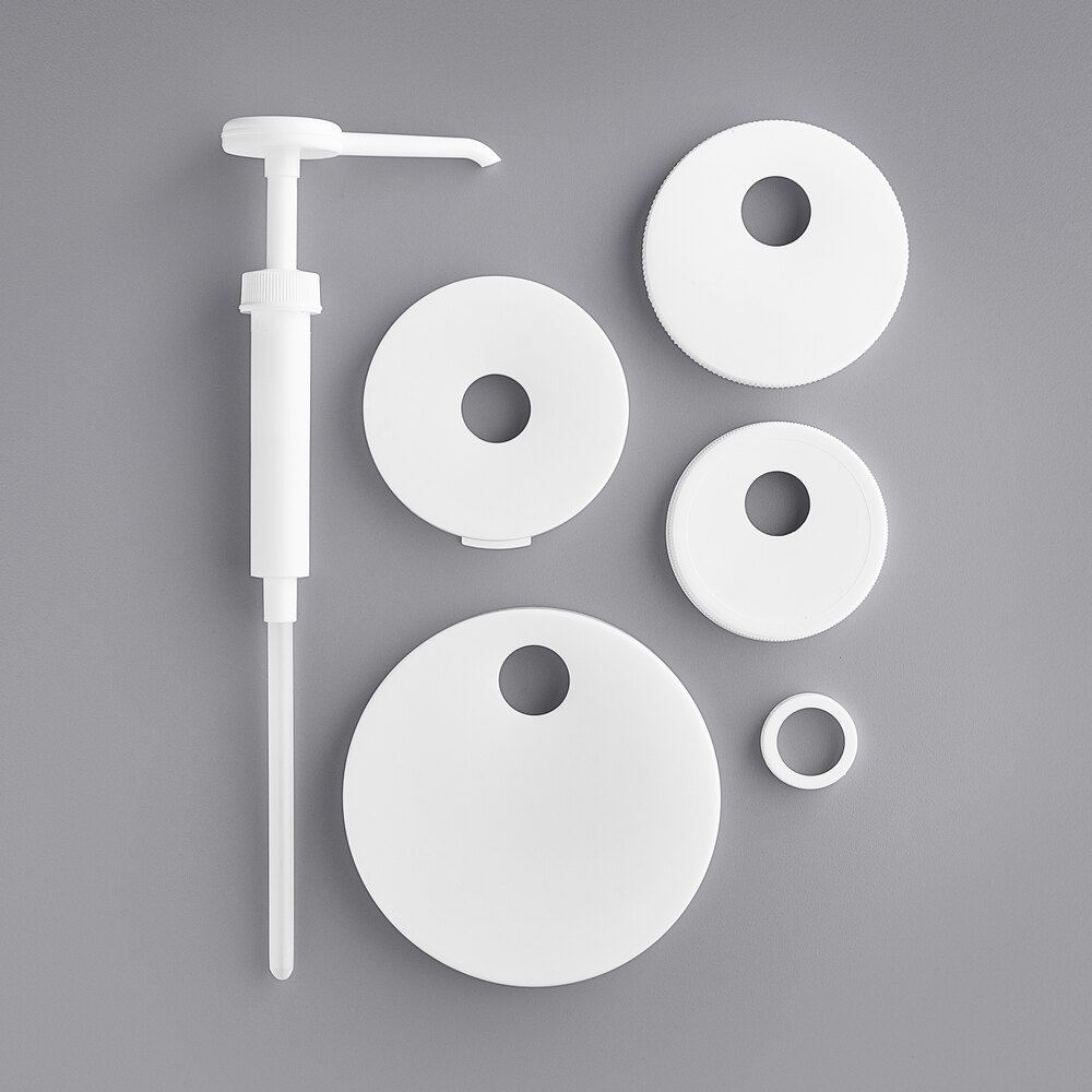 Choice Condiment Pump Kit with 0.5 oz. Plastic Pump and 5 Adapter Lids