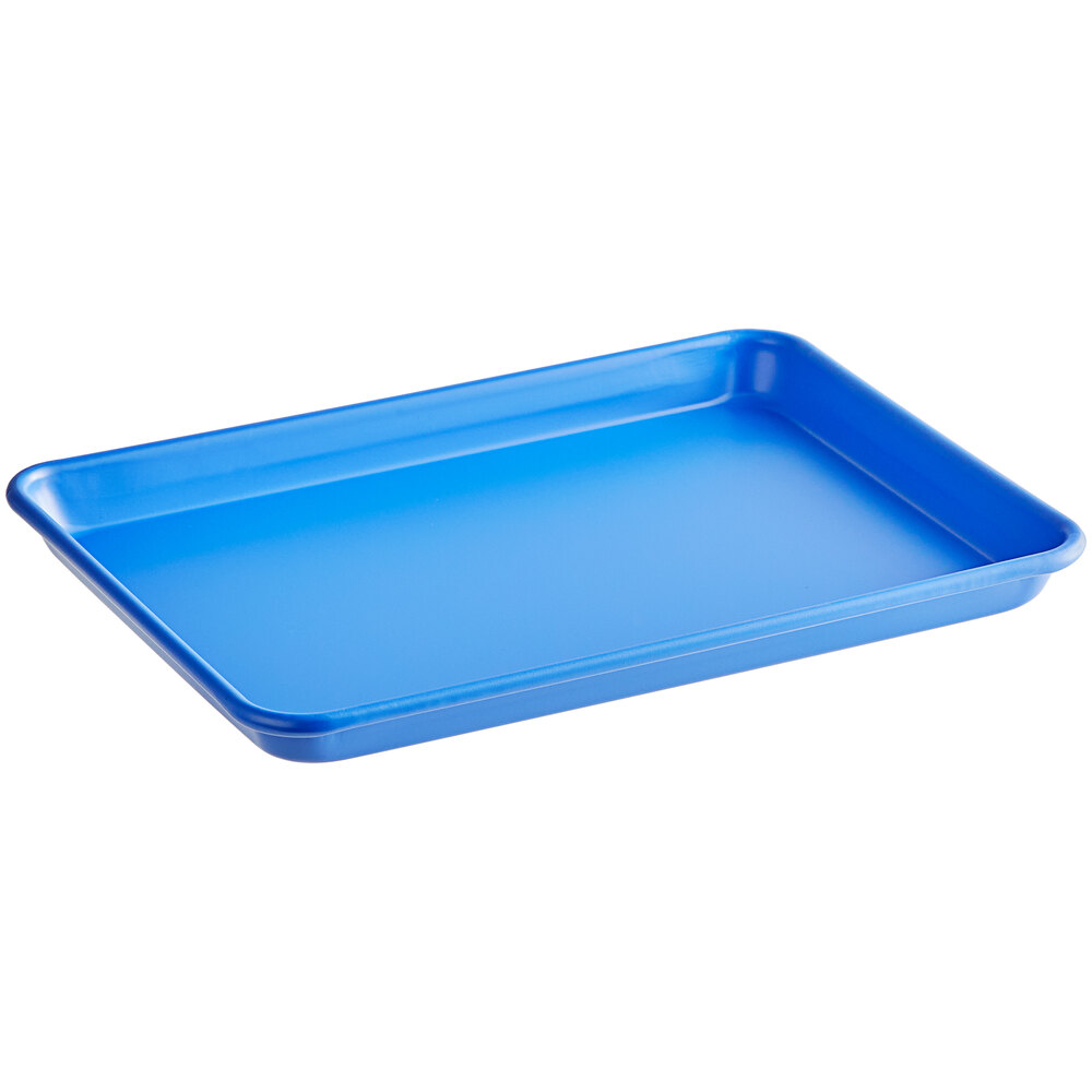 Baker's Lane Quarter Size 19-Gauge Non-Stick 9 1/2" x 13" Light Blue Wire in Rim Aluminum Bun / Sheet Pan / Tray