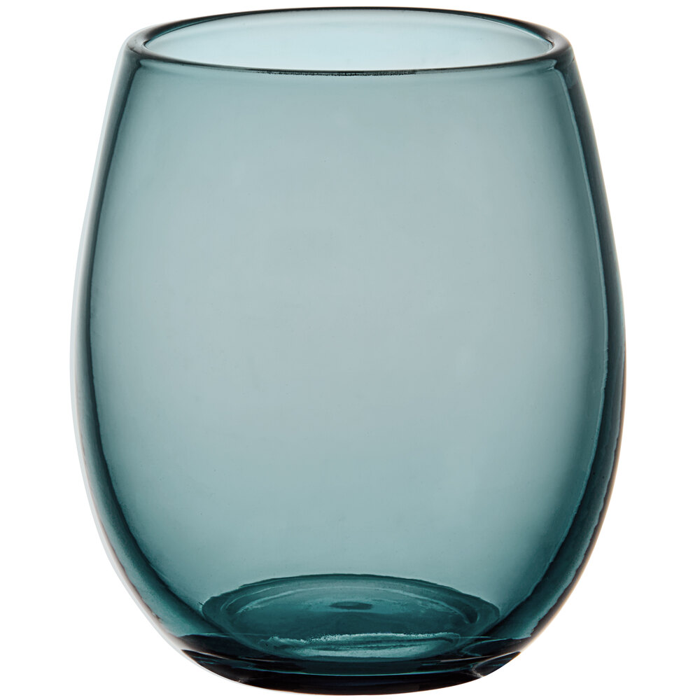 Acopa Pangea 15 oz. Blue Stemless Wine Glass - Sample