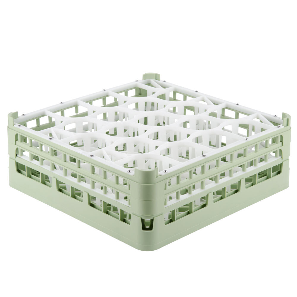 Vollrath 52703 Signature Lemon Drop Full-Size Light Green 20-Compartment 5 11/16" Tall Glass Rack