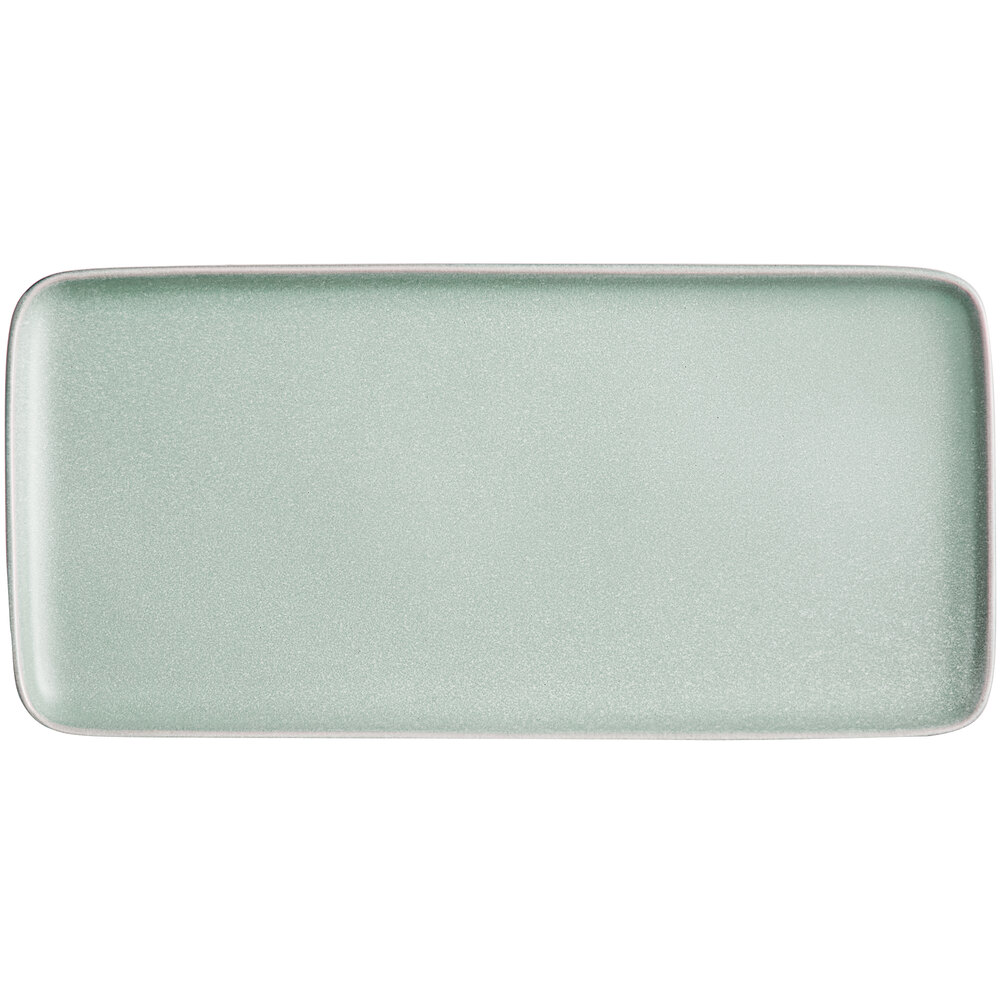 Acopa Pangea 13" x 6 1/2" Harbor Blue Matte Rectangular Porcelain Platter - 6/Case