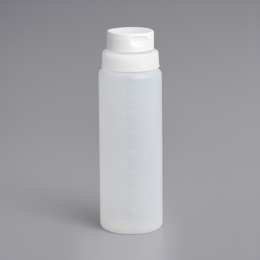 Vollrath 49241-1305 Traex® 24 oz. Clear Wide Mouth Squeeze Bottle with Converter and Flowcut™ Cap