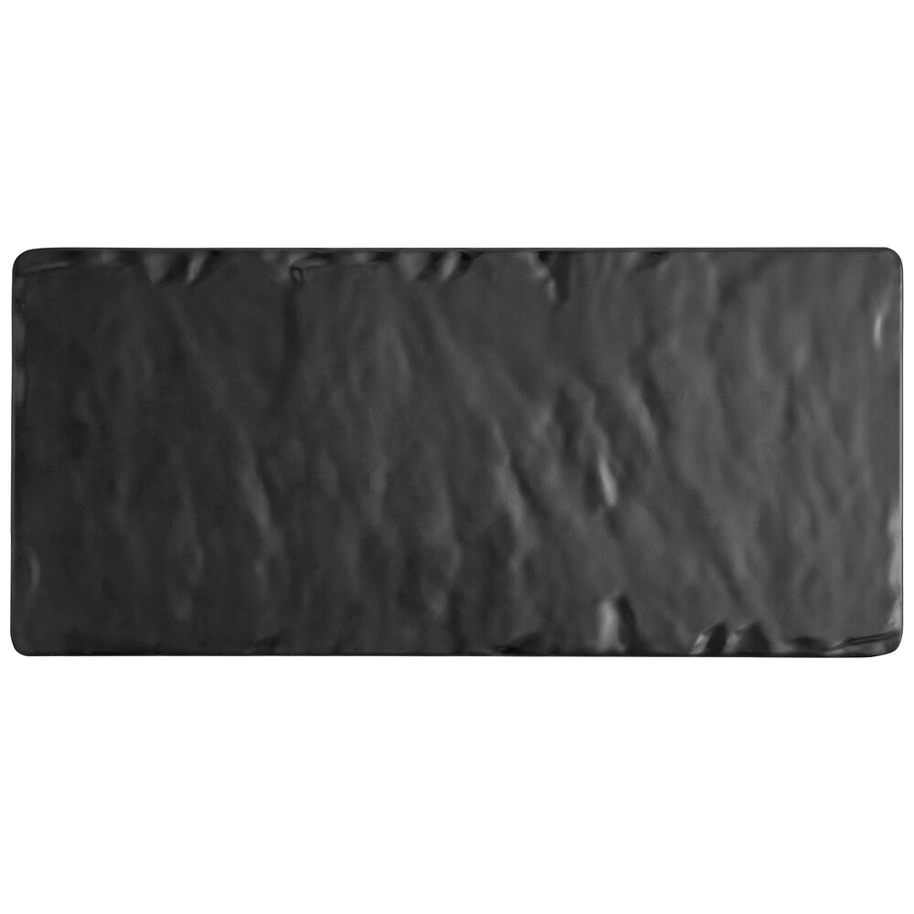 Acopa 18" x 8 1/4" Faux Slate Melamine Footed Serving Board
