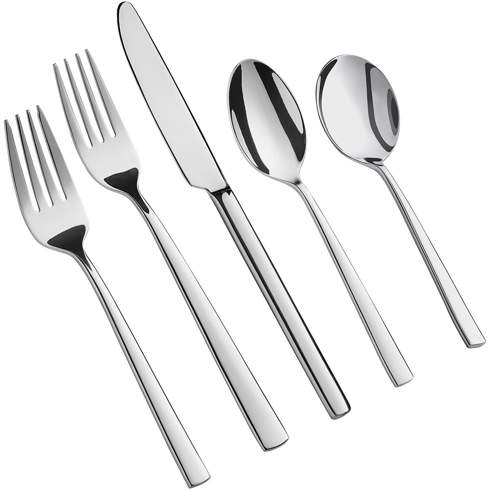 Acopa Penn Square 18/0 Stainless Steel Heavy Weight Flatware 5 Piece Set - Sample