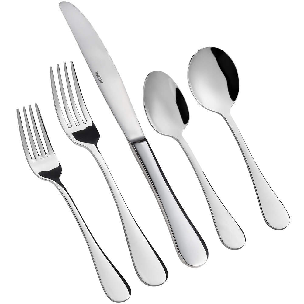 Acopa Vittoria 18/8 Stainless Steel Extra Heavy Weight Flatware 5 Piece Set - Sample