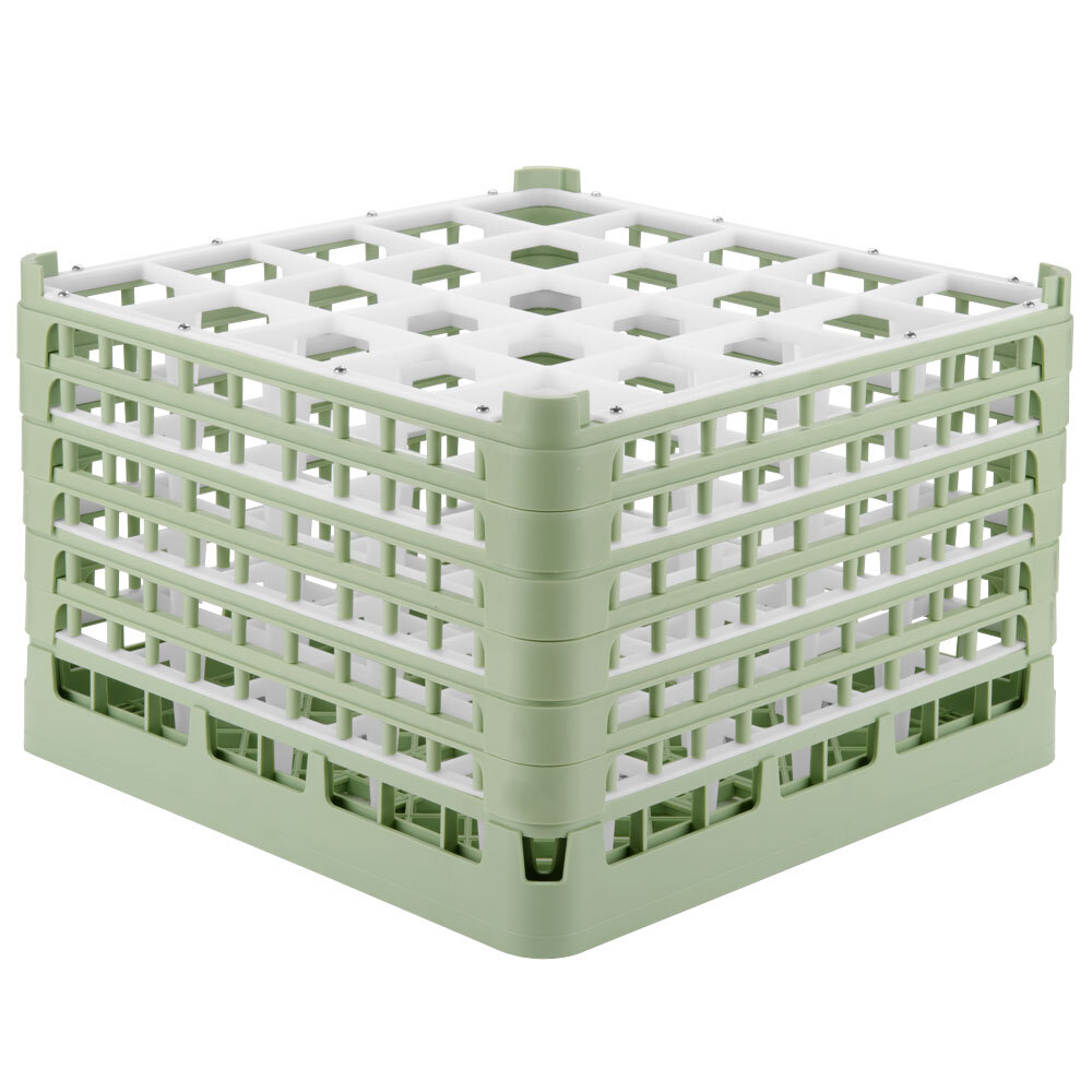 Vollrath 52738 Signature Full-Size Light Green 25-Compartment 11 3/8" XXXX-Tall Glass Rack