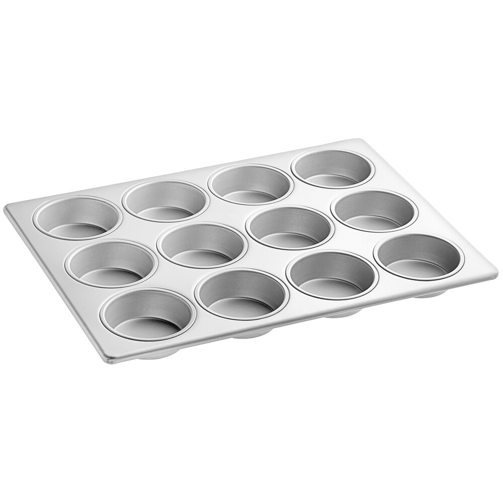 Baker's Lane 12 Cup 6.2 oz. Glazed Aluminized Steel Jumbo Muffin / Cupcake Pan - 18" x 13"