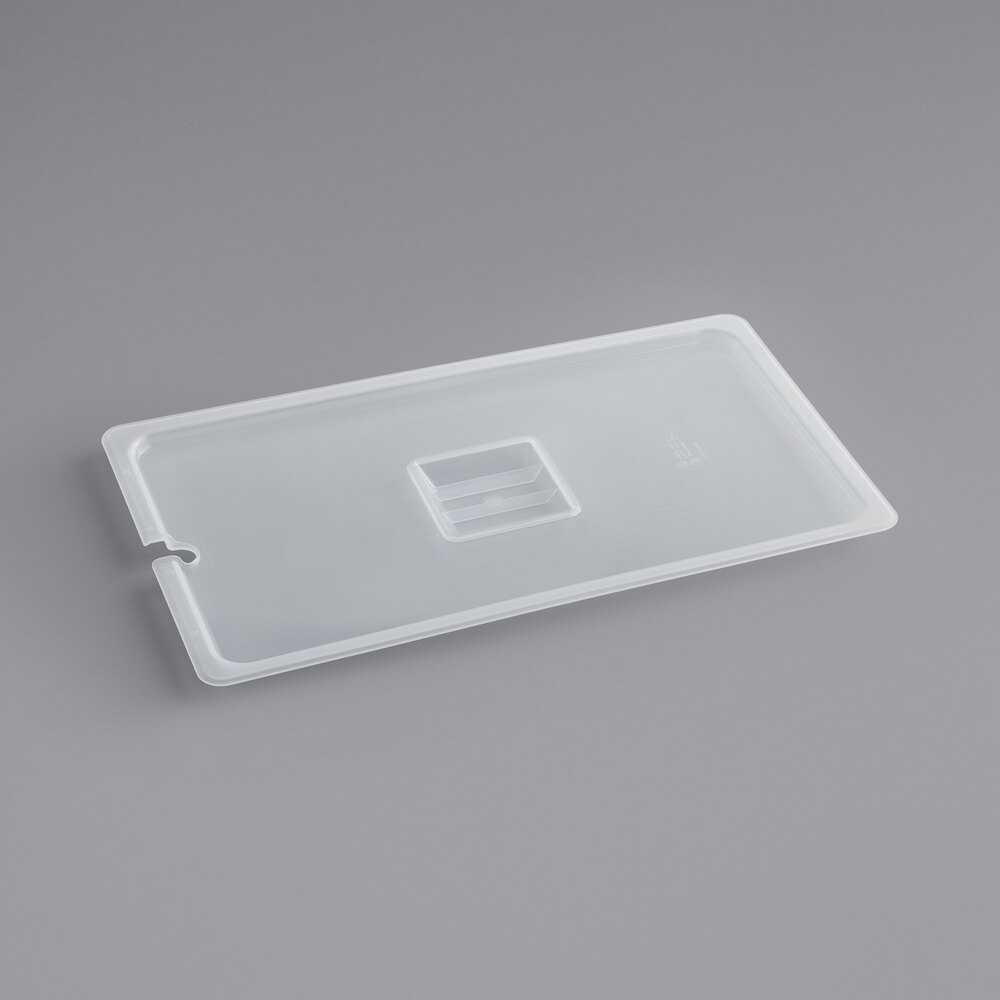 Vigor Full Size Translucent Polypropylene Handled Lid with Notch
