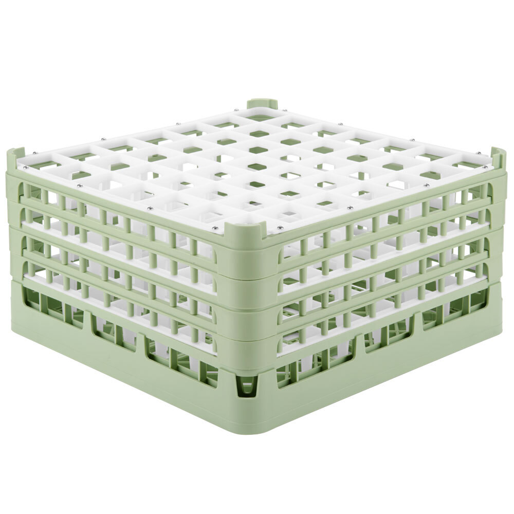 Vollrath 52725 Signature Full-Size Light Green 49-Compartment 8 1/2" XX-Tall Glass Rack