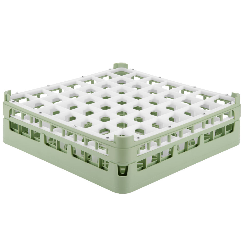 Vollrath 52722 Signature Full-Size Light Green 49-Compartment 4 5/16" Medium Glass Rack