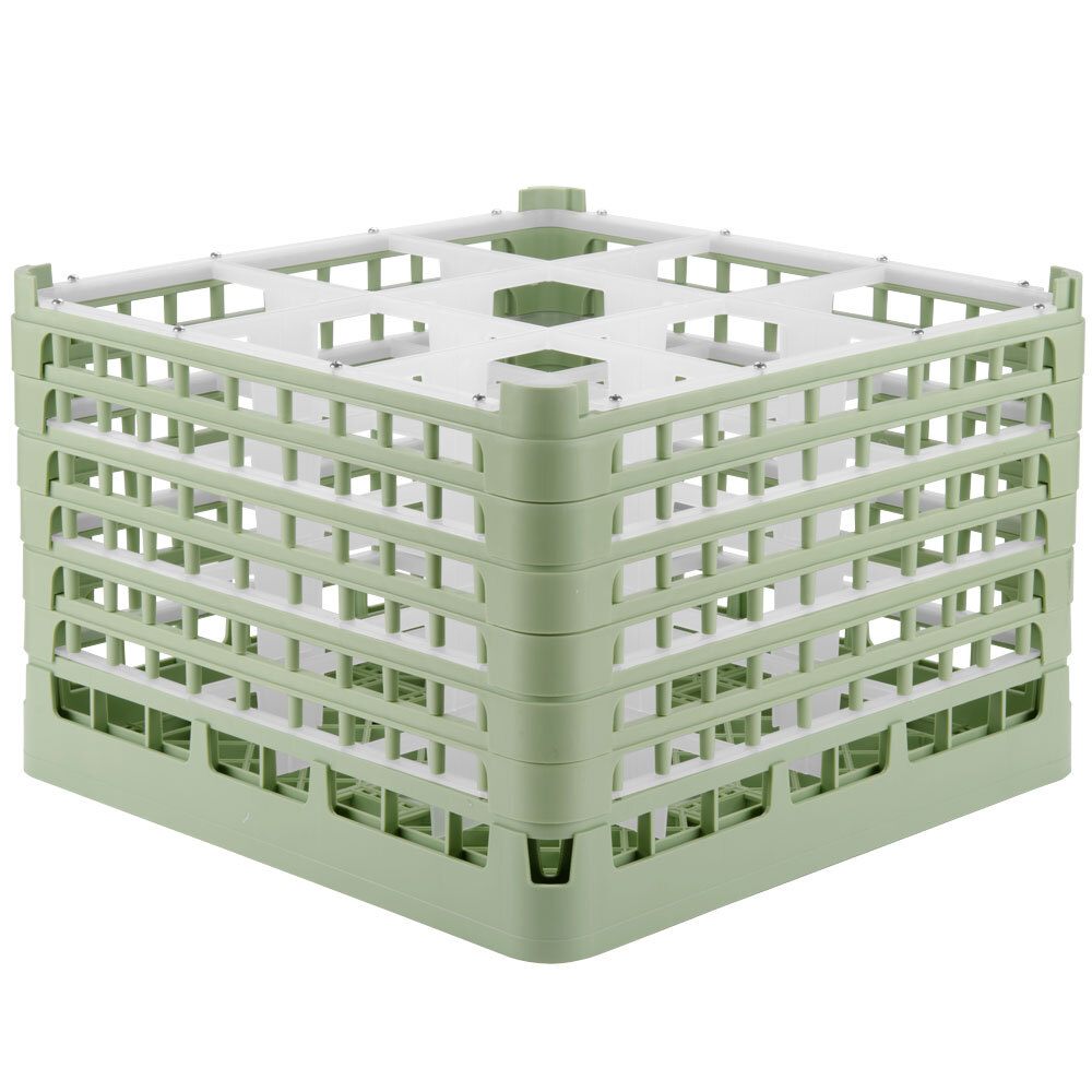 Vollrath 52736 Signature Full-Size Light Green 9-Compartment 11 3/8" XXXX-Tall Glass Rack