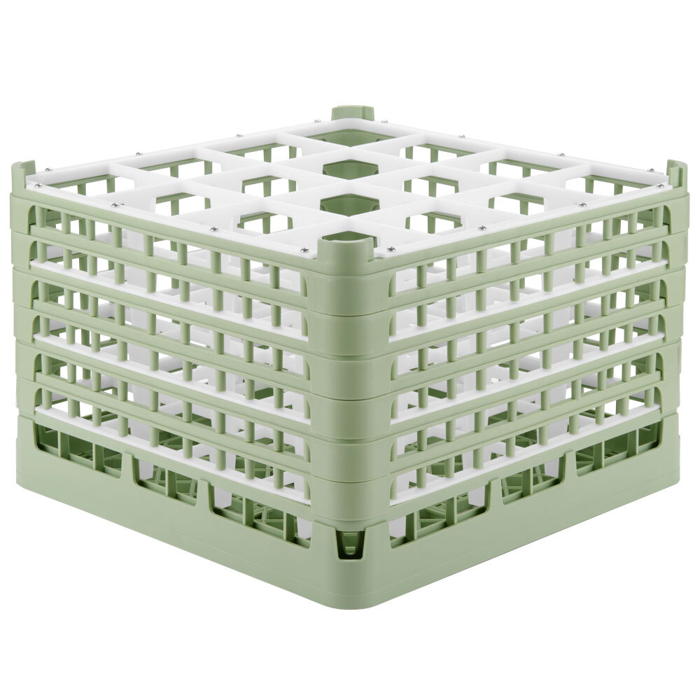 Vollrath 52737 Signature Full-Size Light Green 16-Compartment 11 3/8" XXXX-Tall Glass Rack