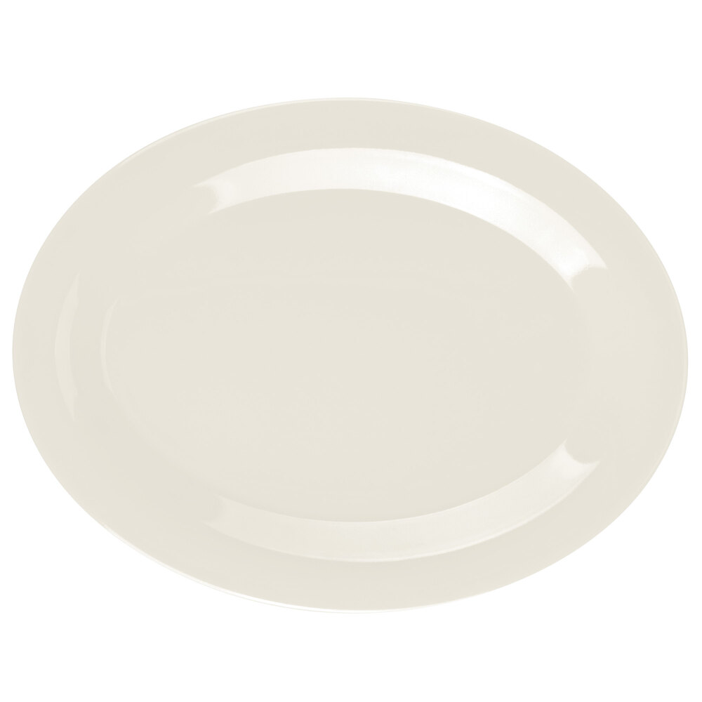 GET OP-950-DI Diamond Ivory 9 3/4" Oval Platter - 24/Case