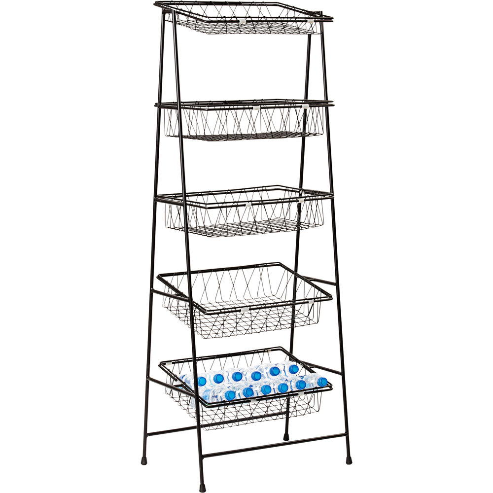 GET Pop 21 1/2" x 14" x 57" Powder-Coated Iron Five-Tier Merchandising Rack IR-951-NOBAR-MG