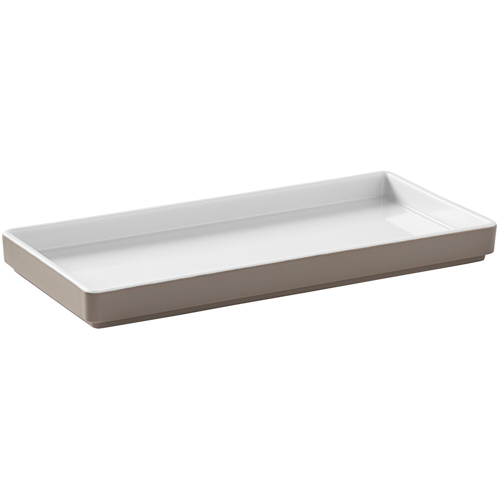 American Metalcraft Unity 10" x 4 3/4" Rectangular Melamine Mocha Serving Platter