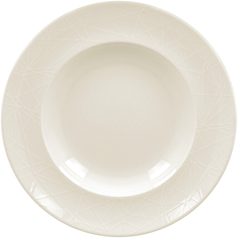 RAK Porcelain Wonder 10 1/4" Ivory Embossed Porcelain Deep Plate - 12/Case