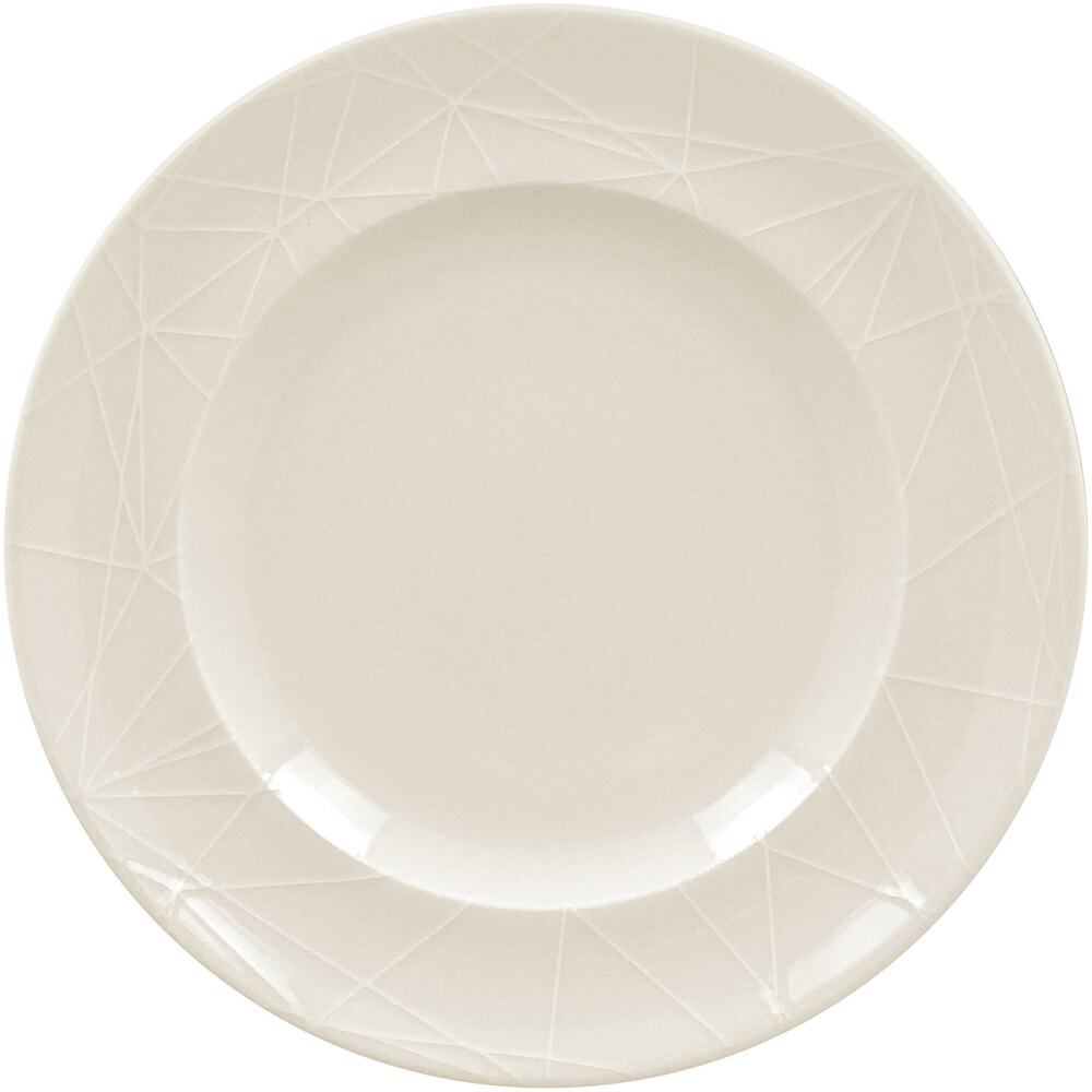 RAK Porcelain Wonder 6 3/4" Ivory Embossed Porcelain Flat Plate - 24/Case
