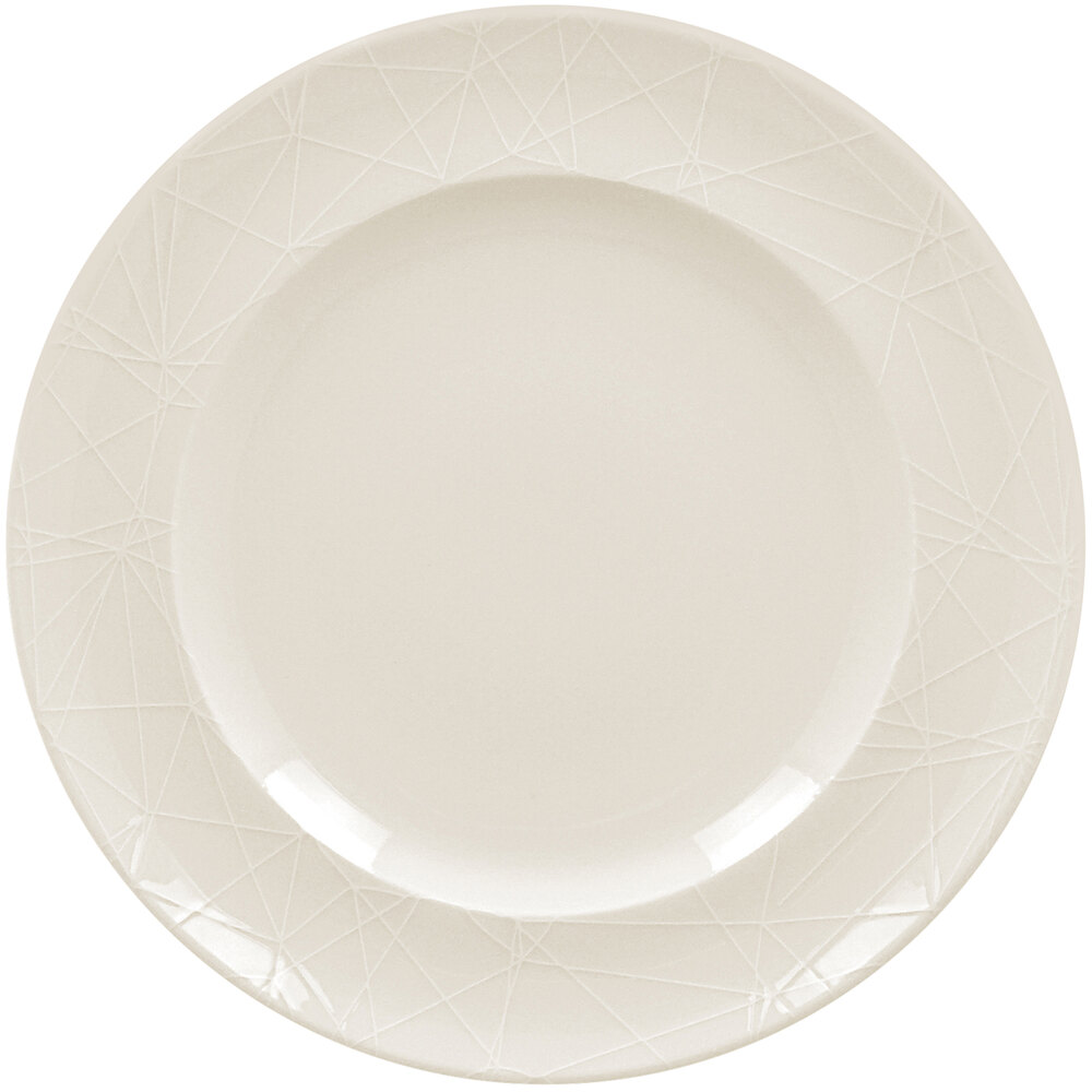 RAK Porcelain Wonder 9 1/2" Ivory Embossed Porcelain Flat Plate - 12/Case