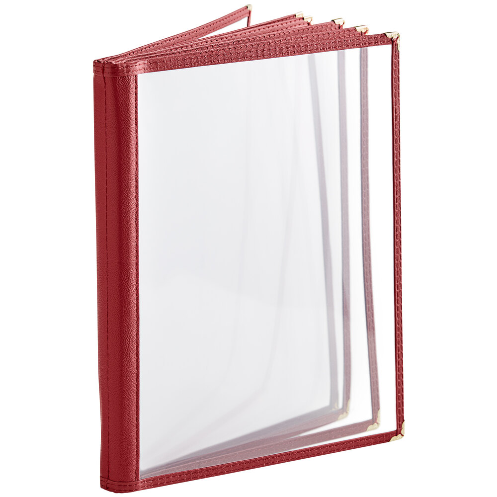 Choice 8 1/2" x 11" Burgundy 12-View Six Pocket Menu Cover