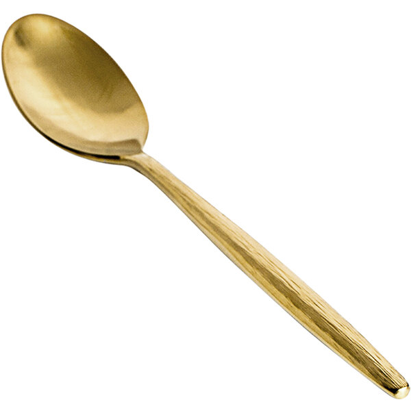 Front of the House Owen 7 1/2" 18/10 Stainless Steel Extra Heavy Weight Matte Brass Dinner / Dessert Spoon - 12/Case