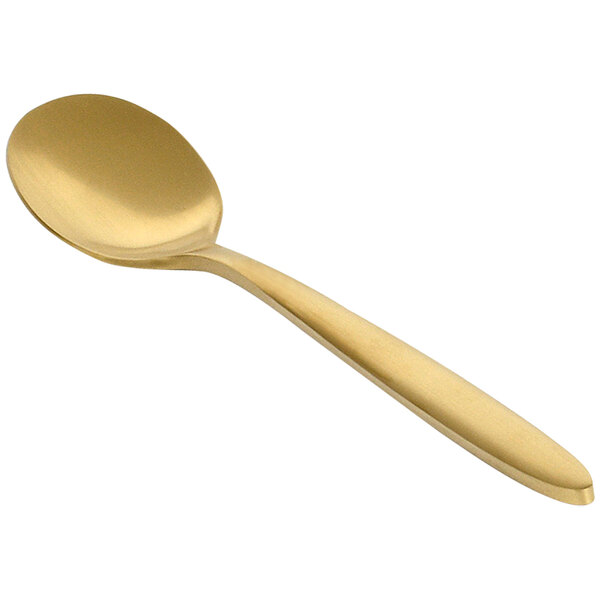 Front of the House Luca 5 3/4" 18/10 Stainless Steel Extra Heavy Weight Matte Brass Teaspoon - 12/Case