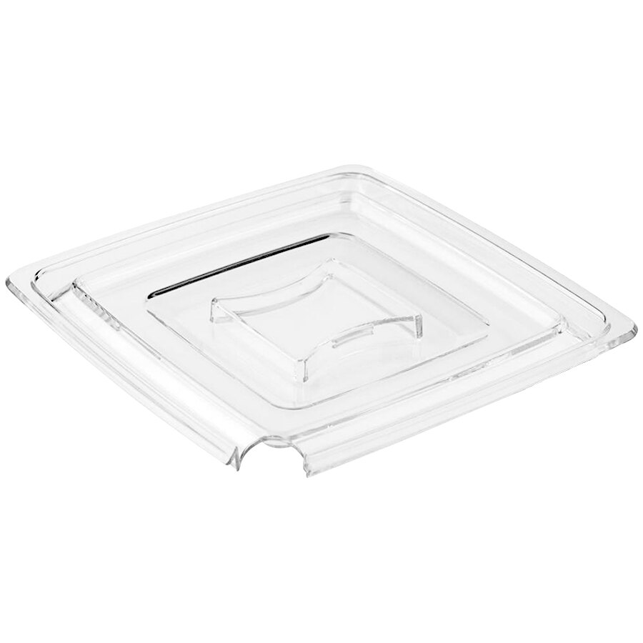 APS Pure 12 5/8" x 12 5/8" x 9/16" Clear SAN Plastic Square Cover with Spoon Holder APS 83602