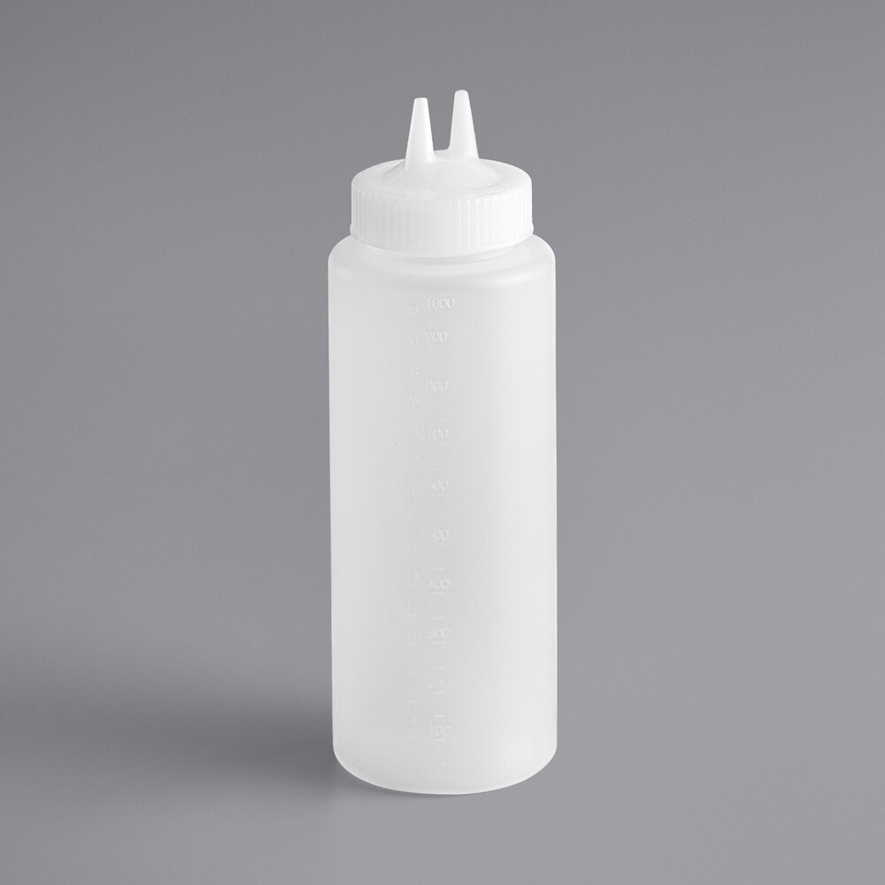 Vollrath 2332-13 Traex® Color-Mate™ 32 oz. Clear Twin Tip™ Wide Mouth Squeeze Bottle