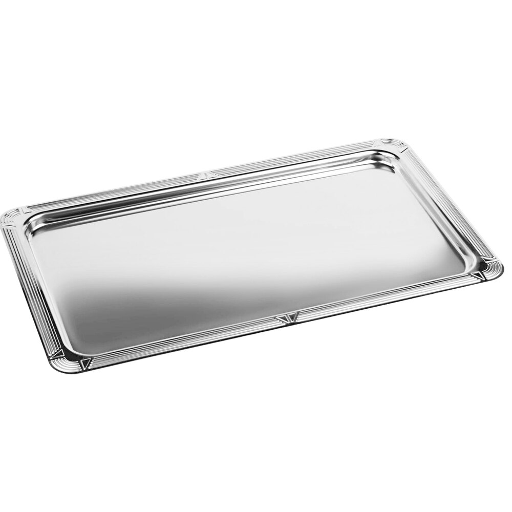APS Profi 20 7/8" x 12 7/8" x 11/16" Stainless Steel Decorative Edge Tray APS 11000