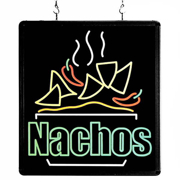 Winco 16" x 17" LED Rectangular Nachos Sign
